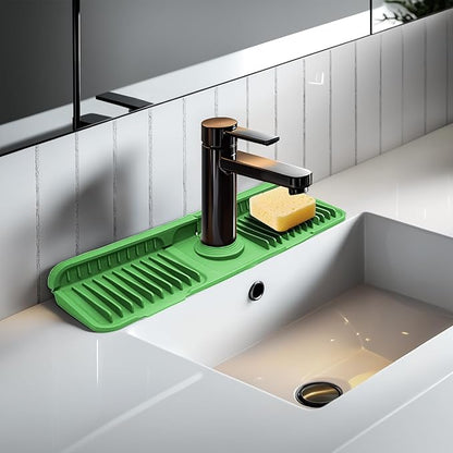 17.7" Green Button Style Faucet Drip Catcher – Silicone Faucet Mat