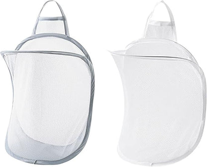 Pop-up Hanging Laundry Hamper Small Mesh Laundry Basket 2 Pack Foldable Hamper