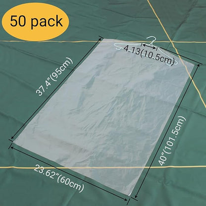 50 Pack 23.6x40inch Clear Plastic Clothes Covers