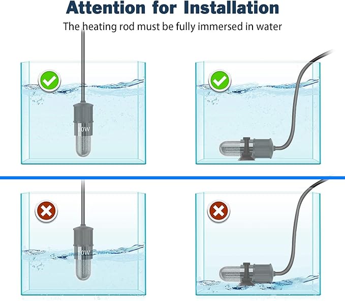 YOFOTHS Adjustable Mini Aquarium Heater 0.5/1/2/3 Gallon Submersible Small Fish Tank Heater 10W/20W/30W Digital Display Thermostat External Temperature Controller(30W)