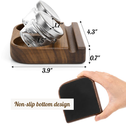 ZOOFOX Wooden Tilting Calligraphy Pen Holder, Brown Wood Ink Well for Dip Pen with Pen Rest and Two Empty Glass Ink Bottle Container, Calligraphy Oblique Nib Holder for Effortless Writing