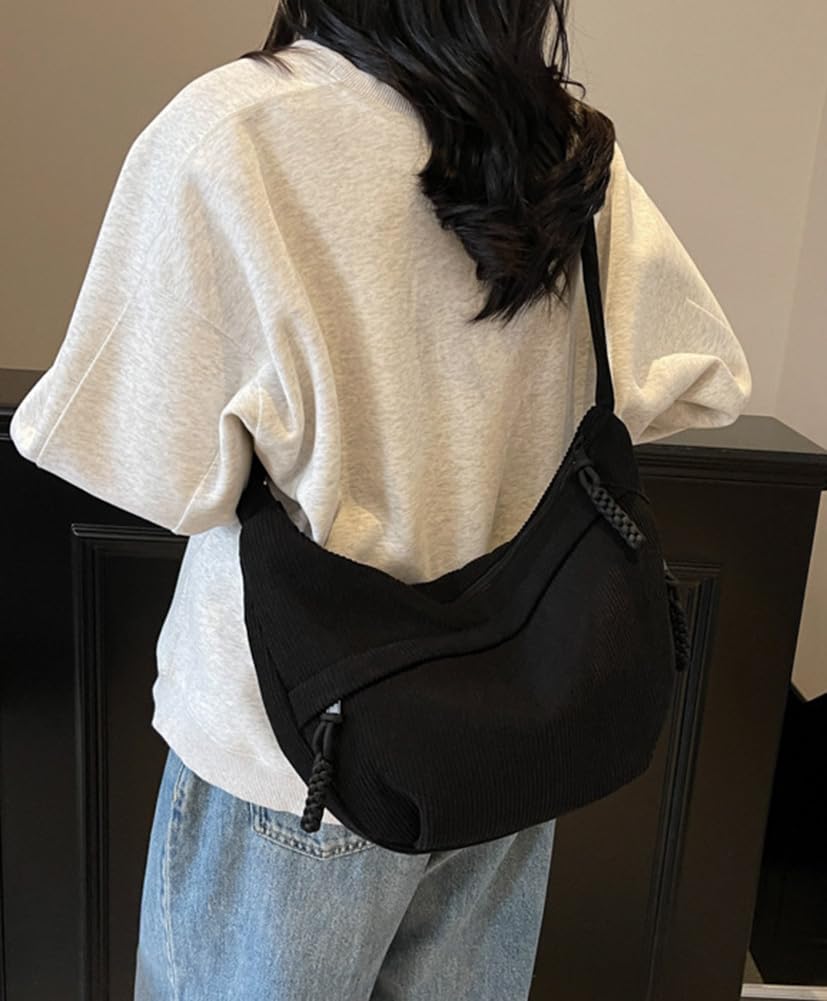 Nylon Crescent Crossbody Bag for Women Shoulder Tote Handbag Casual Sling Bag Dumpling Purse Bag for Outdoor Travel