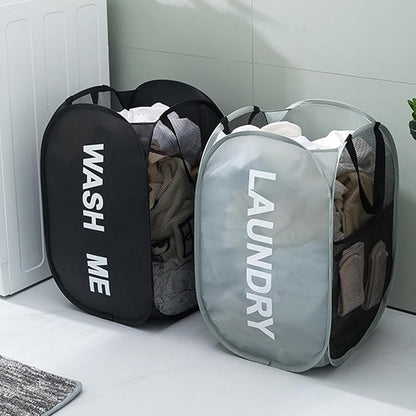 2pcs Pop Up Mesh Laundry Hamper Room Collapsible Storage Bin Lightweight Basket