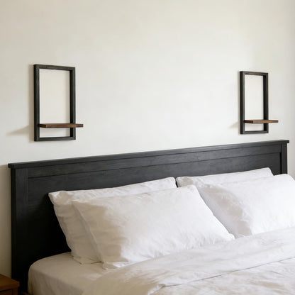 Vineland Set of 2 Rustic Wooden Wall Shelves for Indoor Plants, Hanging Wall Planters Shelf, Floating Shelves for Wall Decor, Farmhouse Plant Holder for Bathroom, Bedroom, Living Room, Brown & Black