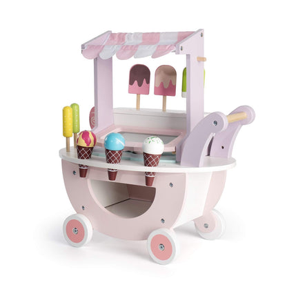 ROBUD Wooden Ice Cream Cart Toys for Kids, Toddlers Pretend Play Food Truck, Gift for Girls and Boys 3 Years & Up, Pink