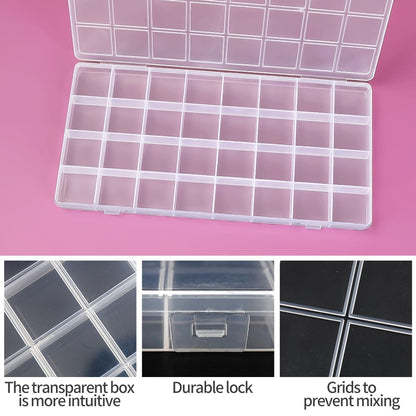 Eppingwin 32 Grids Bead Organizer, Craft Organizers and Storage, Acrylic Organizers, plastic Bead Organizer Box for Crafts Organizing Storing (4 pack)