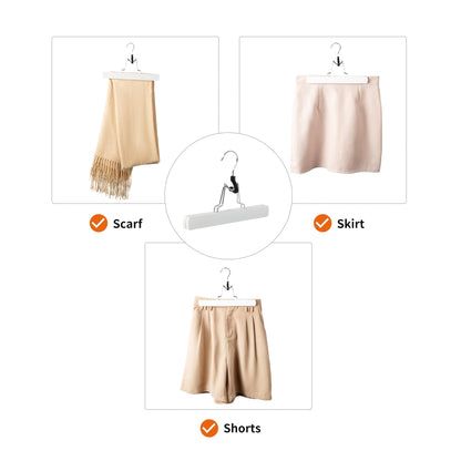 Amazon Basics Wooden Pants Hangers Closet Organizer, White, 10-Pack