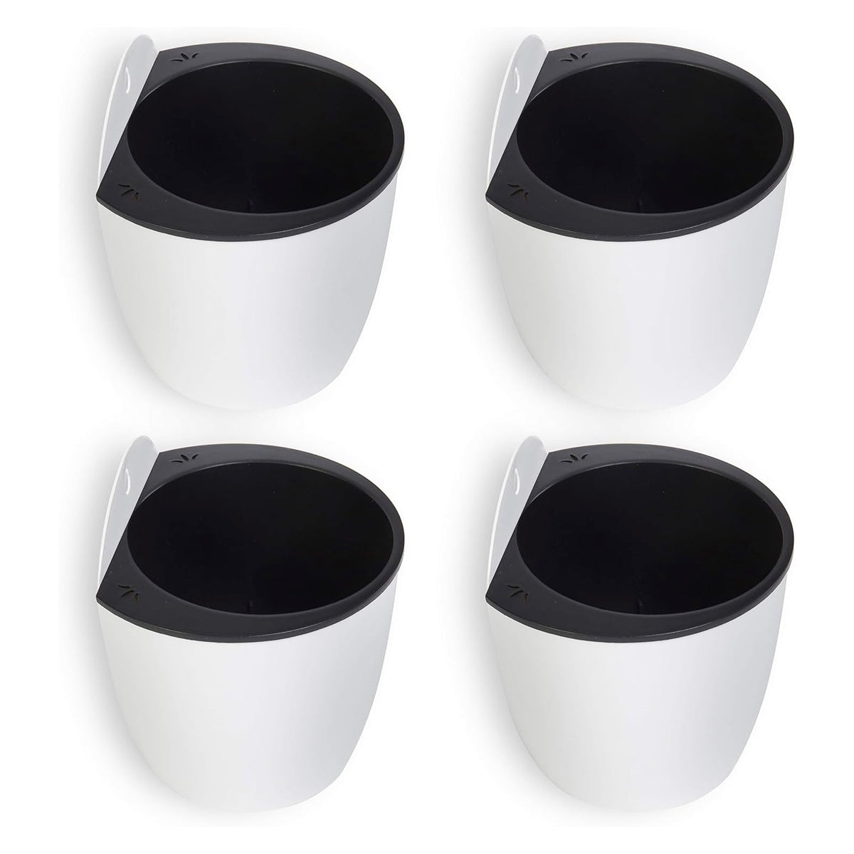 MyGift 7.5 Inch Wall Planters for Indoor Plants, White Plastic Hanging Self Watering Plant Pots, Flower Cactus Herbs Plant Container Wall Planter Set of 4