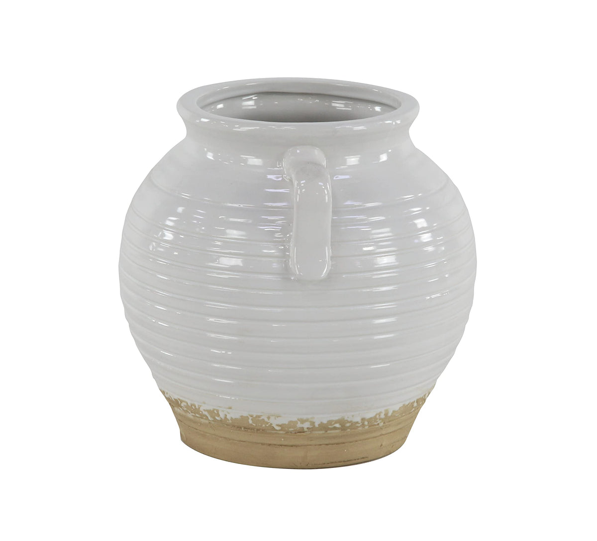 Deco 79 Ceramic Indoor/Outdoor Small Planter Pot with Handles, 9" x 8" x 10", White