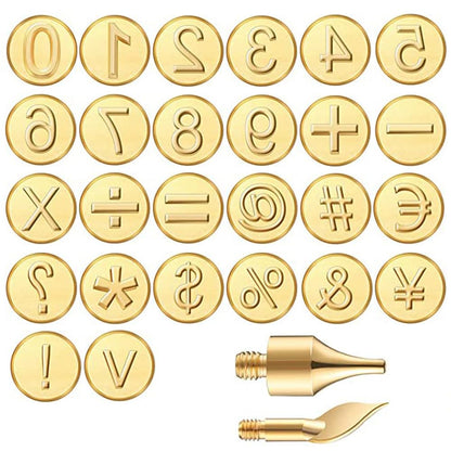 Wood Burning Tips Letters Uppercase Alphabet Number Symbol Branding and Personalization Set (Include 38 Numbers 18 Symbol and 6 Stencils)