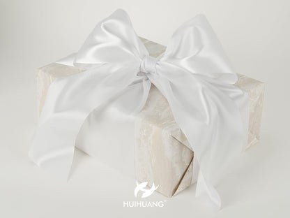 HUIHUANG Thick White Satin Ribbon 6 inch Extra Wide Double-Faced Satin Ribbon for Chair Sashes, Gift Wrapping, Large Bows, Sewing Crafts, Wreaths, Christmas Wedding Decor- Continuous 10 Yards