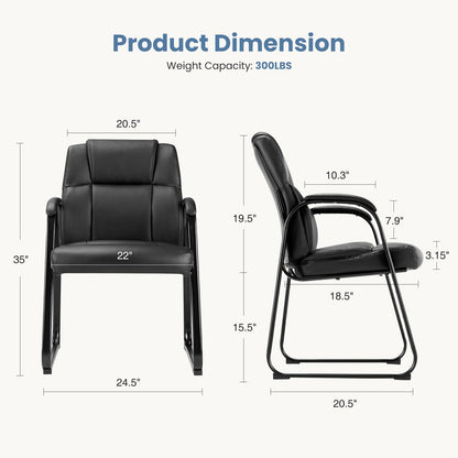 DUMOS Office Desk Guest Chair Set of 4, Leather Waiting Room Chairs with Padded Arms for Elderly Home Reception Area Conference Room Lobby Side breakroom