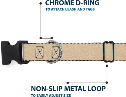 Buckle-Down Dog Collar Plastic Clip Natural Hemp 13 to 18 Inches 1.5 Inch Wide