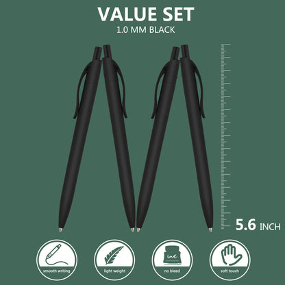 Deegtran 100 Pack No Bleed Black Barrel Click Pens, Wholesale Retractable Ballpoint, Medium Point, Smooth Ink, 1.0MM Black Ink