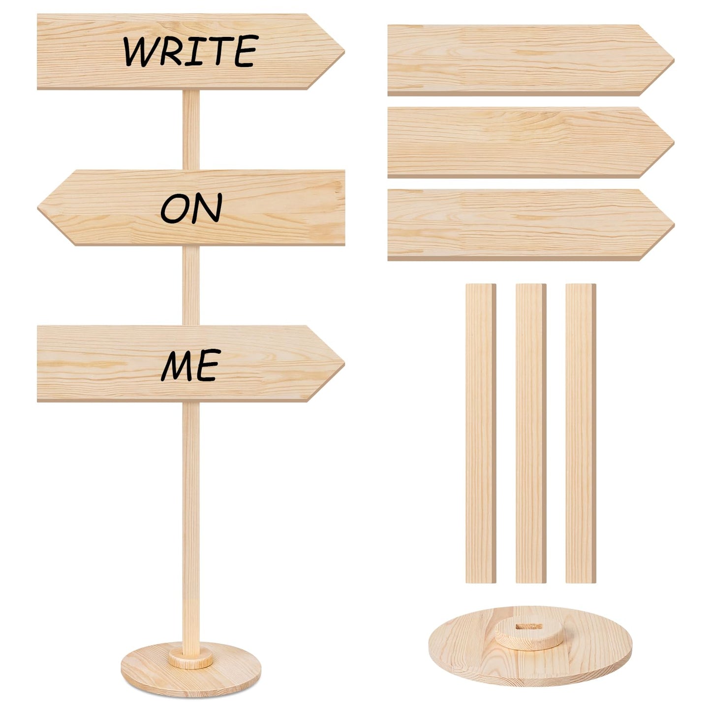 Chunful Wooden Blank Arrow Signs with Stakes, Wood Blank Directional Yard Sign for Outdoor Lawn Patio Yard Garden Weddings Birthday Party Guidepost Decorations(Natural Wood,53 Inch)