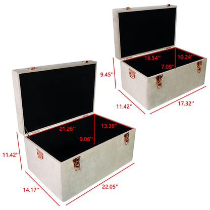 DreamsEden Large Velvet-covered Storage Box, Decorative Wooden Chest with Hinged Lid, Soft-touch Trunks for Home Decor, Jewelry Armoire