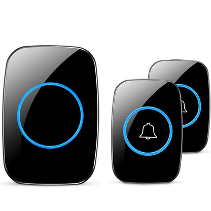 Wireless Doorbell, Waterproof Door Bell Kit, Distinguish Front and Rear Doors, Over 1000 feet Range and 60 Chime, 5 Levels Volume and LED Flash, for Home Office Classroom