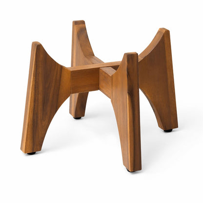 KUTE NEST 8.8" H x 14" W Acacia Solid Wood Plant Stand, Mid Century Plant Holder for Outdoor & Indoor Use, Ideal for Corso & Arco Planter, Walnut Finish for Modern Home (Walnut, Low - Small)
