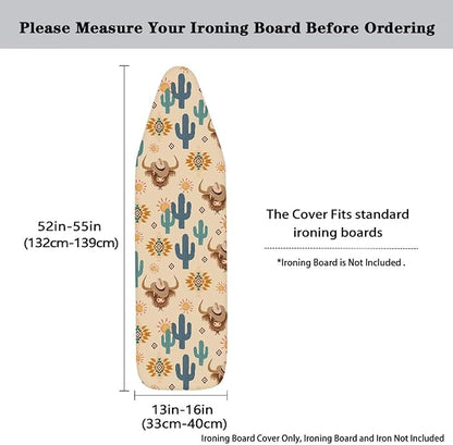 Sprowallow Cactus Cow Ironing Board Cover Stain Resistant Standard Size 15x54
