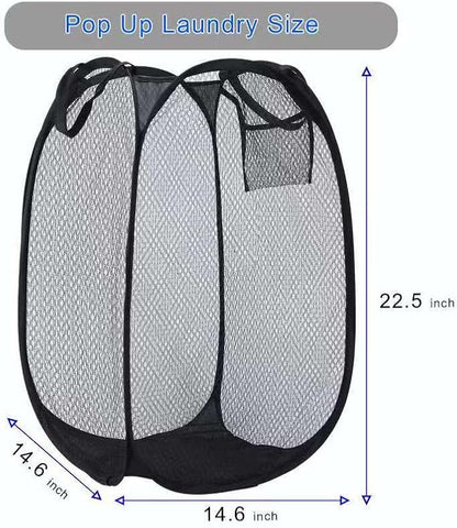 Collapsible Laundry Basket, Dirty Clothes Mesh Pop Up Hamper, Small Foldable