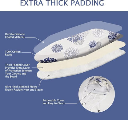 SheeChung 12.5"x32" Small Ironing Board Cover and Pad, Fits Mini Table Top