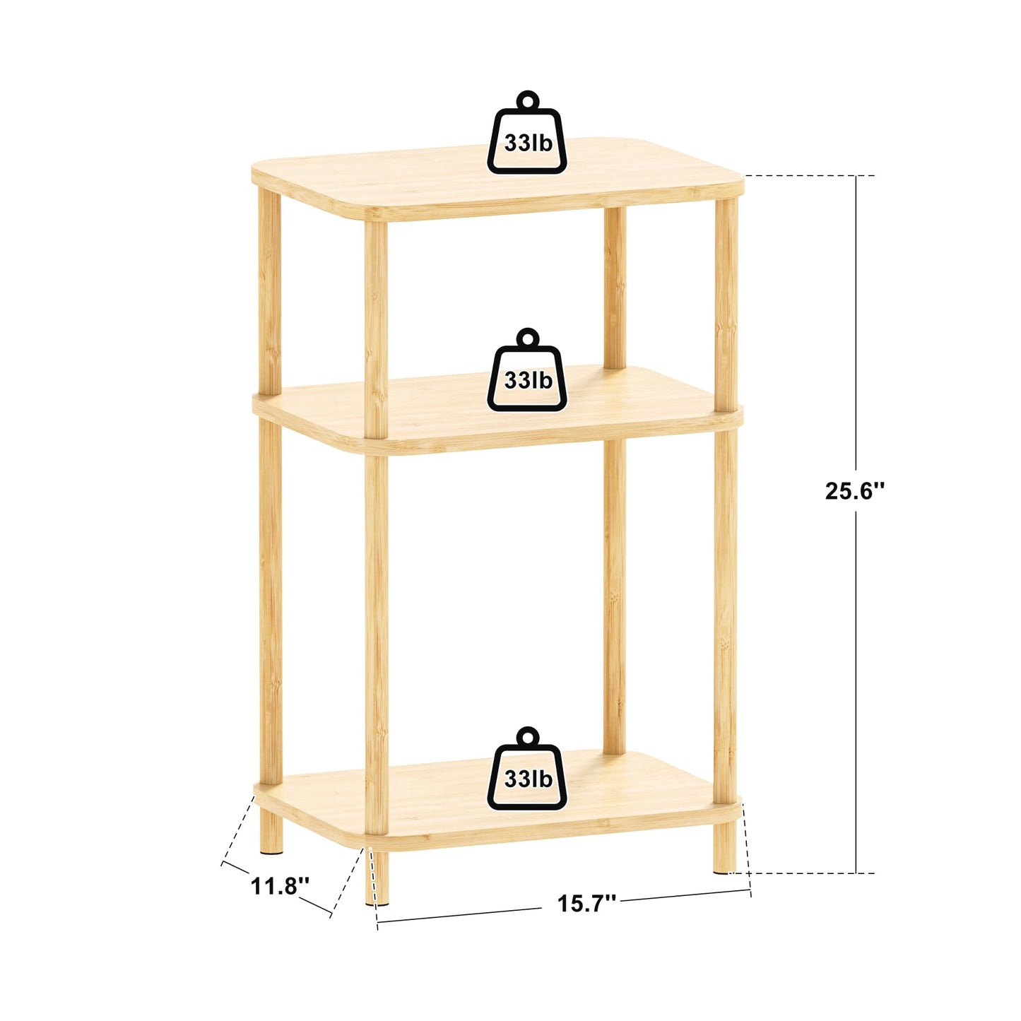 SANLUCE Bamboo End Table, Side Table for Small Space with Storage Shelf, Small Table Stand, Narrow Wooden Bedside Table Nightstand, Toolless Assembly, for Nursery, Living Room, Bedroom, Natural