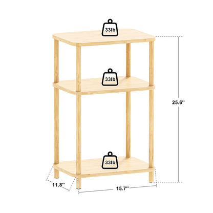 SANLUCE Bamboo End Table, Side Table for Small Space with Storage Shelf, Small Table Stand, Narrow Wooden Bedside Table Nightstand, Toolless Assembly, for Nursery, Living Room, Bedroom, Natural