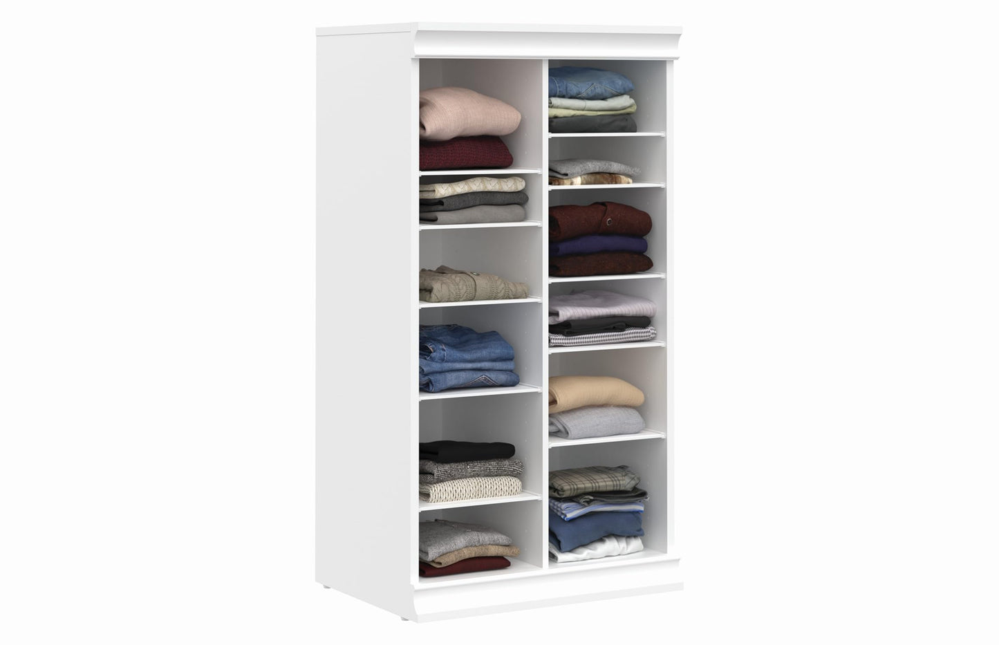 ClosetMaid Modular Adjustable Divided Storage Shelving Unit Organizer, 15.94-Inch D x 40.3-Inch H x 21.38-Inch W, White