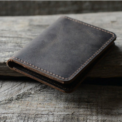 Handmade Distressed Men's Minimalist Leather Wallet Card Holder Wallets for Gifts Dark Brown style1