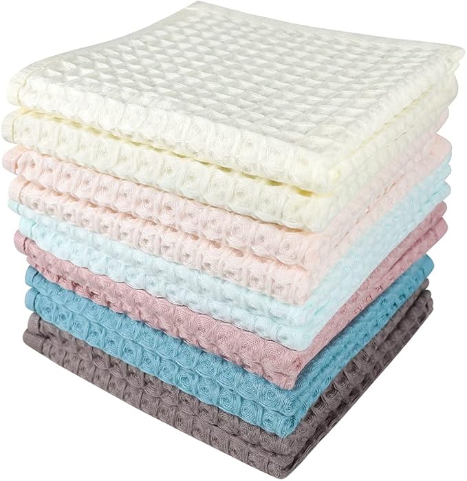 12 Pcs 13" x 13" Waffle Weave Kitchen Dish Cloths Set, 100% Cotton Super