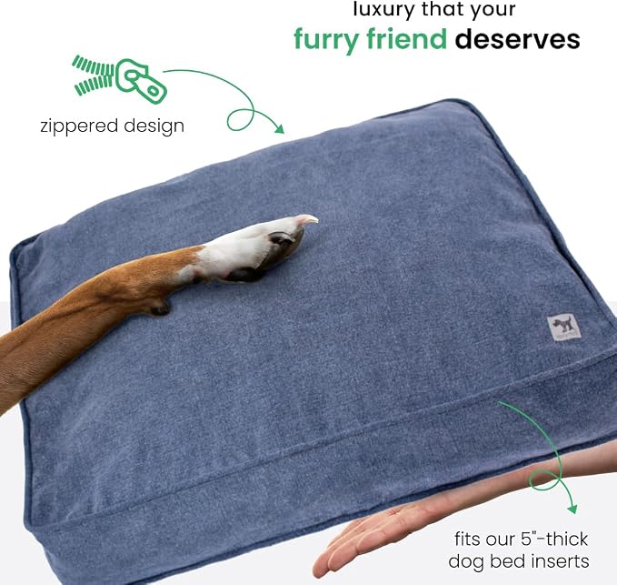 Molly Mutt Dragonstone Dog Bed Duvet Cover, GOTS-Certified 100% Cotton Canvas Cover for Dog, Puppy, or Cat Bed, Durable, Washable, and Free of Harmful Chemicals, Small, 22"x27"x5", Blue