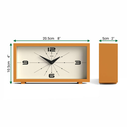 JONES CLOCKS® Odeon Desk Clock | Modern Rectangular Design | Mustard Yellow | Stylish Retro Look for Shelf, Table, Mantel or Bedside