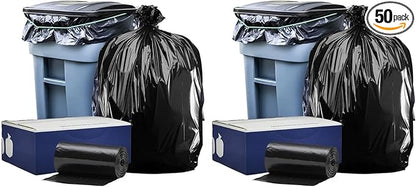 Plasticplace 64-65 Gallon Black Trash Bags, Heavy Duty Toter Can Liners