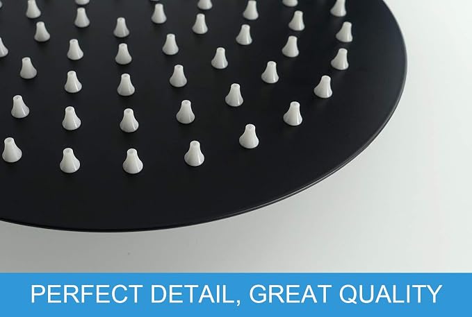 NearMoon Rain Shower Head, Ultra-Thin Design-Pressure Boosting, Awesome Some Experience, High Flow Stainless Steel Rainfall Head (8 Inch,Matte Black)