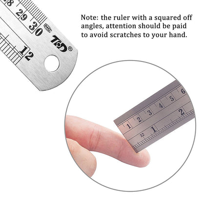 ZZTX Classic 12 Inch Stainless Steel Ruler Set of 6, Heavy Duty, Straight Edge, Non-Bendable, Rust & Corrosion Resistant