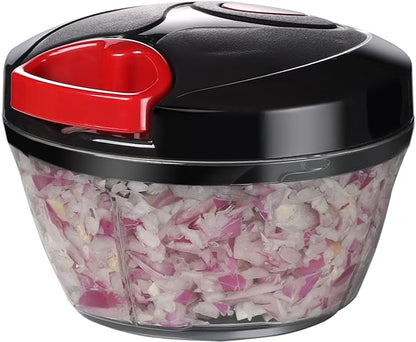 Ourokhome Manual Food Processor Vegetable Chopper, Portable Hand Pull String Garlic Mincer Onion Cutter for Veggies, Ginger, Fruits, Nuts, Herbs, etc., 500ml, Black