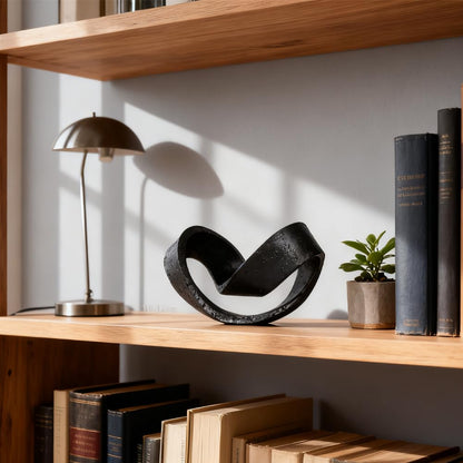 Modern Black Geometric Sculpture, Black Knot Home Accent Decor, Multi-Angle Abstract Art Statue for Coffee Table, Bookshelf, Living Room, Office - Resin Artistic Knot Decor for Home and Office