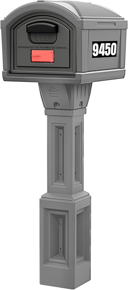 Simplay3 USPS T4 Extra Large Capacity XL Mailbox and Post Cover with Durable Double-Wall Construction, Weather-Resistant Design, Steel Gray, Made in the USA