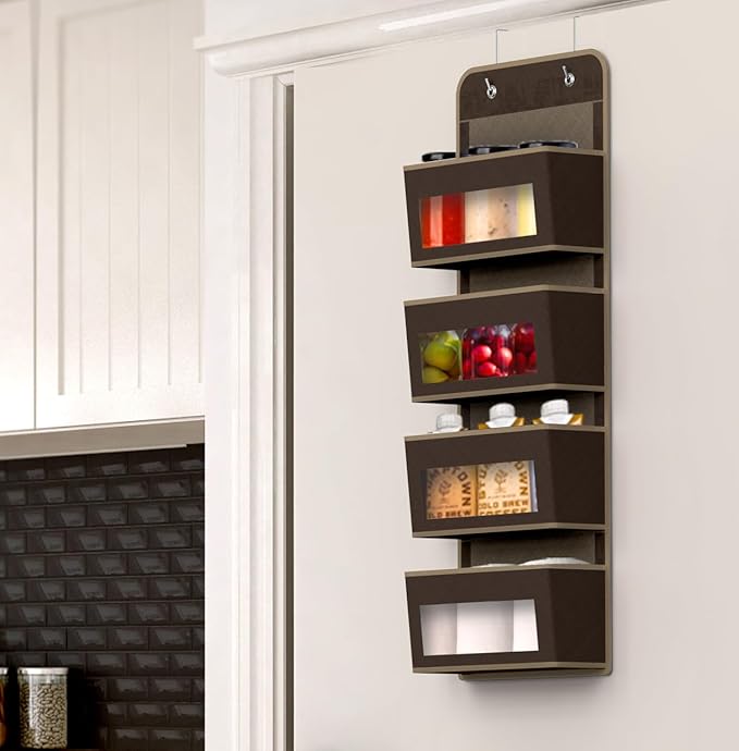 Simple Houseware 4 Clear Window Pocket Over Closet Door Storage Hanging