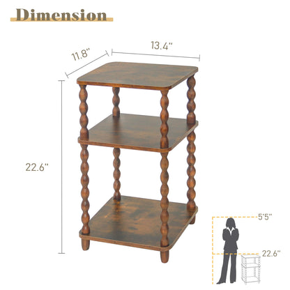 Fultyle Side Table, Small End Table with Storage Shelf, Modern Bedside Table Night Stand for Living Room, Bedroom, Office and Small Spaces (Rustic Brown)