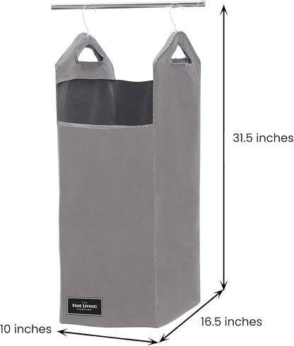 The Fine Living Co. Hanging Laundry Hamper Bag, Heavy Duty, Space Saving Closet