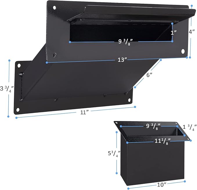 Durabox Through The Wall Drop Chute – Adjustable Two Piece Steel Deposit Drop Slot for Documents, Letters, Payments and Other Non-Bulky Items and Mail D100 (Black)