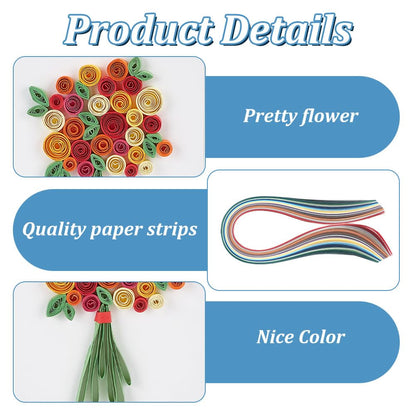 WEBEEDY Paper Quilling Kit 20 Sets Flower Card Quilling Kit with Paper Quilling Strips Tools Paper Quilling Set DIY Handmade Arts Crafts Christmas Valentine's Day Birthday Gifts