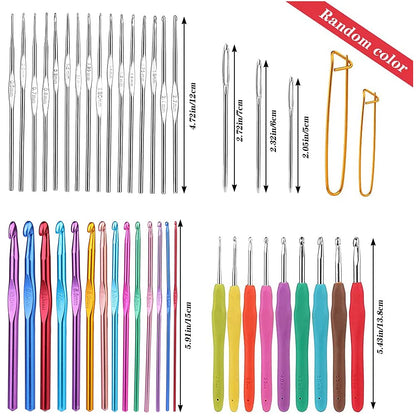 Mayboos 72 Pcs Crochet Hooks Set, Crochet Hooks Kit Plus Large Eye Blunt Needles Ergonomic Yarn Knitting Needles Marking Clips Tools Set with Crochet Needle Accessories