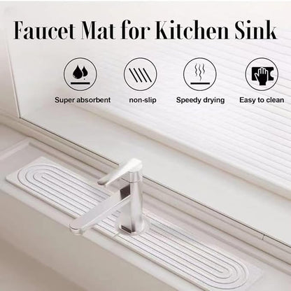 Stone Faucet Mat for Kitchen Sink, 23.6'' Long Quick Drying Absorbent Diatomite
