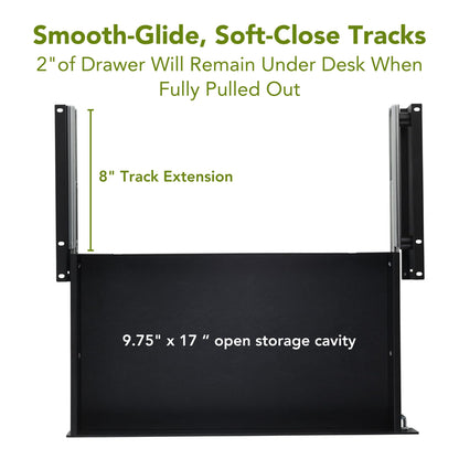 PERFECT POSTURE Max Under Desk Storage Drawer – Large Desk Drawer with Lock for Regular & Sit-Stand Standing Desks, Black (19.3" x 10")