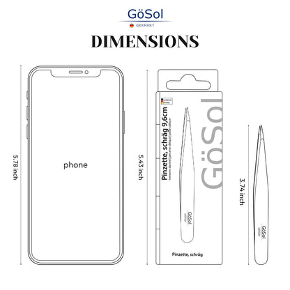 GöSol Tweezers - Professional Pointed Tweezers for Women and Men, 420 Stainless Steel Precision Tweezers for Women Facial Hair Removal, Expert Ingrown Hair Plucker, 0 Gap, Painless Hair Extraction