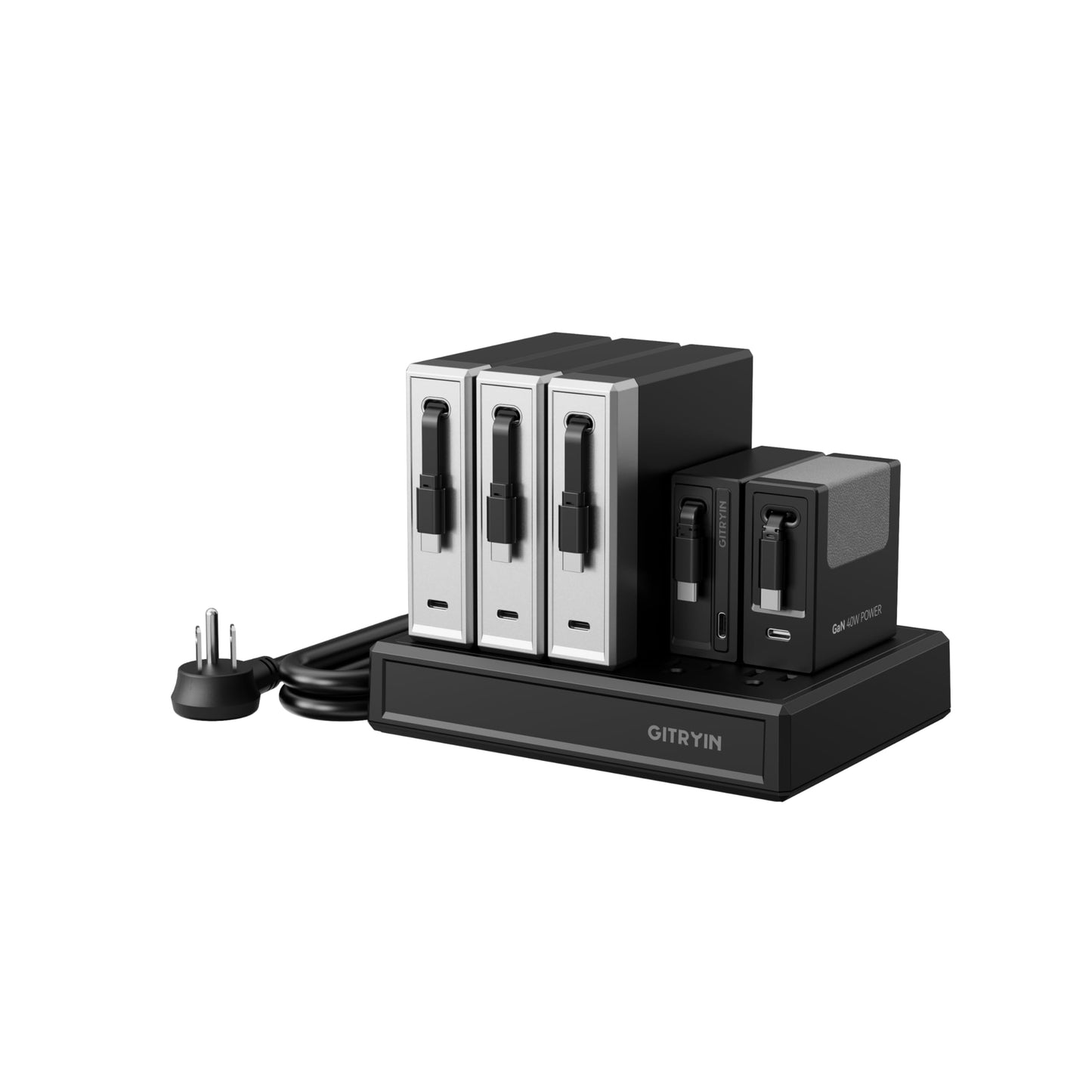 Gitryin Laptop Charging Station, 3 * 140W, 65W, 40W Retractable USB C Chargers, 10 Type C Ports with Cooling Power Strip, 525W Charging Hub