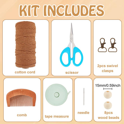 INFUNLY DIY Macrame Bag Kit for Adults Beginners Macrame Handmade Woven Bags with Tassels Bohemian Knotting Handbag Macrame Kit Crochet Bag Kit with Video Instruction for Women Holiday Beach Decor