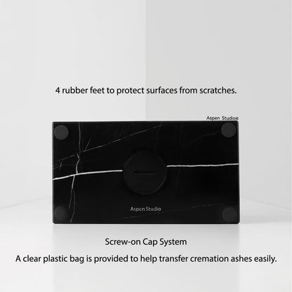 Aspen Studio AspenStudio Genuine Black Marquina Marble Cremation Urn for Adult Human Ashes Black Maquina Marble Urn